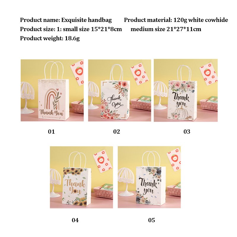 Floral Design Thank You Gift Bags for Wedding small paper gift bags Party Packaging paper gift bags