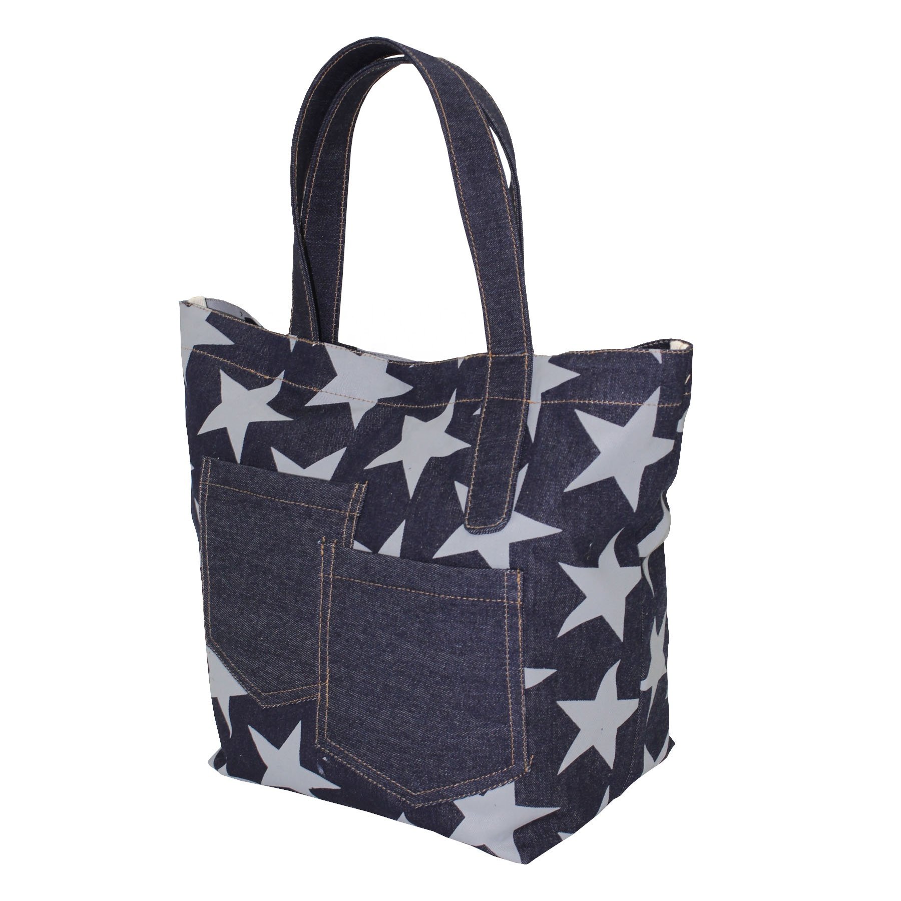 2024 New Design Jeans Tote Bag Custom Logo Printed Denim Shopping Bag Promotional Ladies Hand Tote
