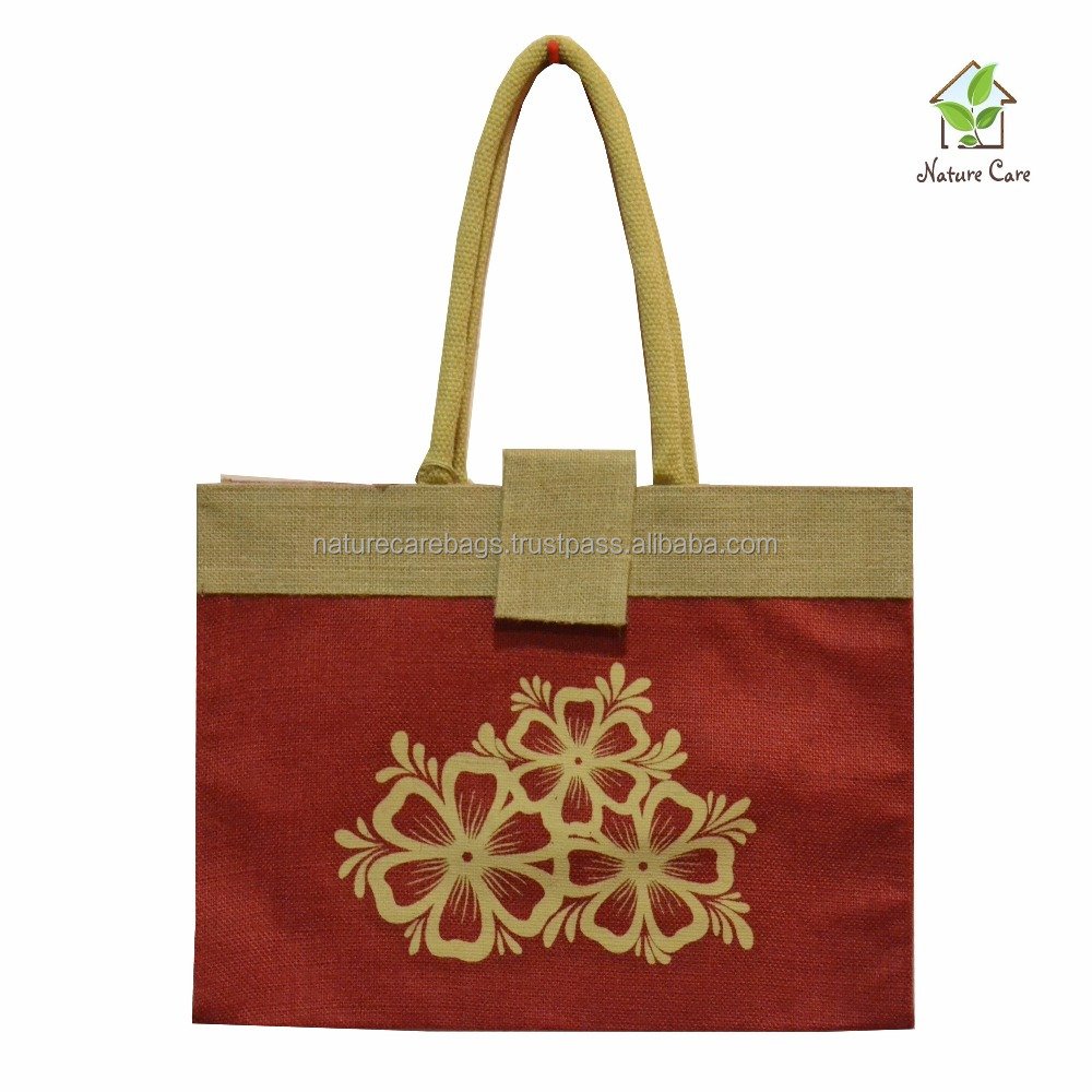 Promotional Customised Fancy Jute Shopping Bag 100% Reusable with All over Printing Manufactured in India