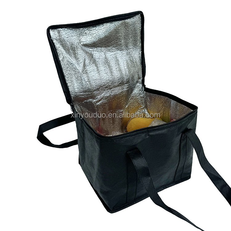 Custom Printed Black PP Nonwoven Tote Bag 6-Pack Cooler Shopping Bag with Letter Pattern Reusable Handled Bags with Custom Logo
