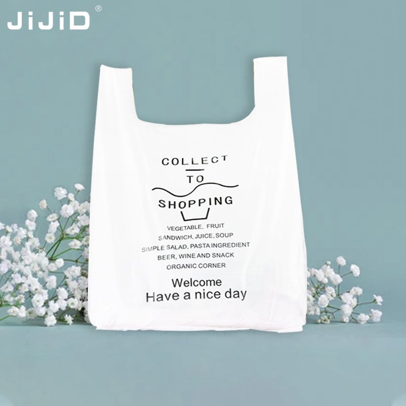 JIJID Printed Plastic Shopping Bags Clear Plastic T Shirt Bags Custom Packaging Bags