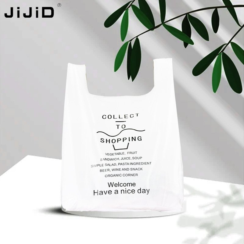JIJID Printed Plastic Shopping Bags Clear Plastic T Shirt Bags Custom Packaging Bags