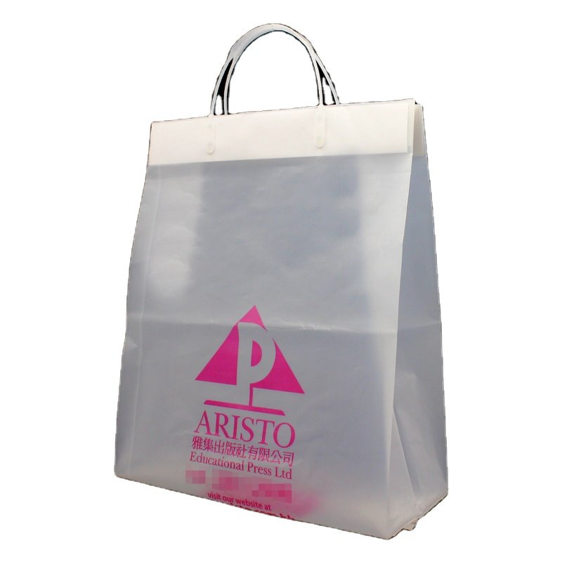 Wholesale Translucent Plastic Retail Bags Handle PE Shopping Bag