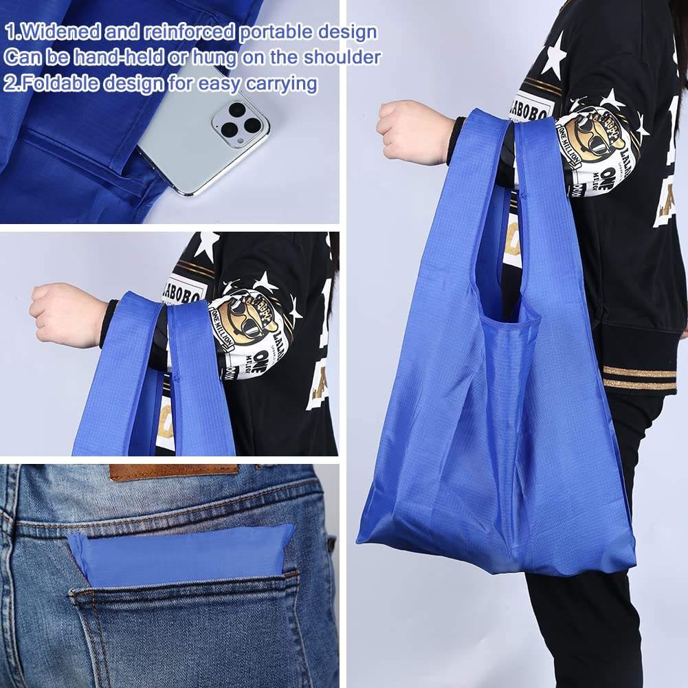 Reusable Grocery Shopping Bags Foldable Shopping Bags Grocery Tote with Attached Pouch Machine Washable Eco Friendly