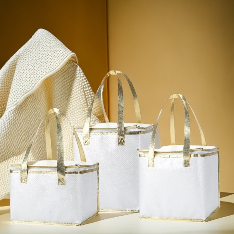 2024 NEW YCH Custom eco friendly reusable supermarket thermal insulated non woven cooler shopping bag grocery hot food delivery