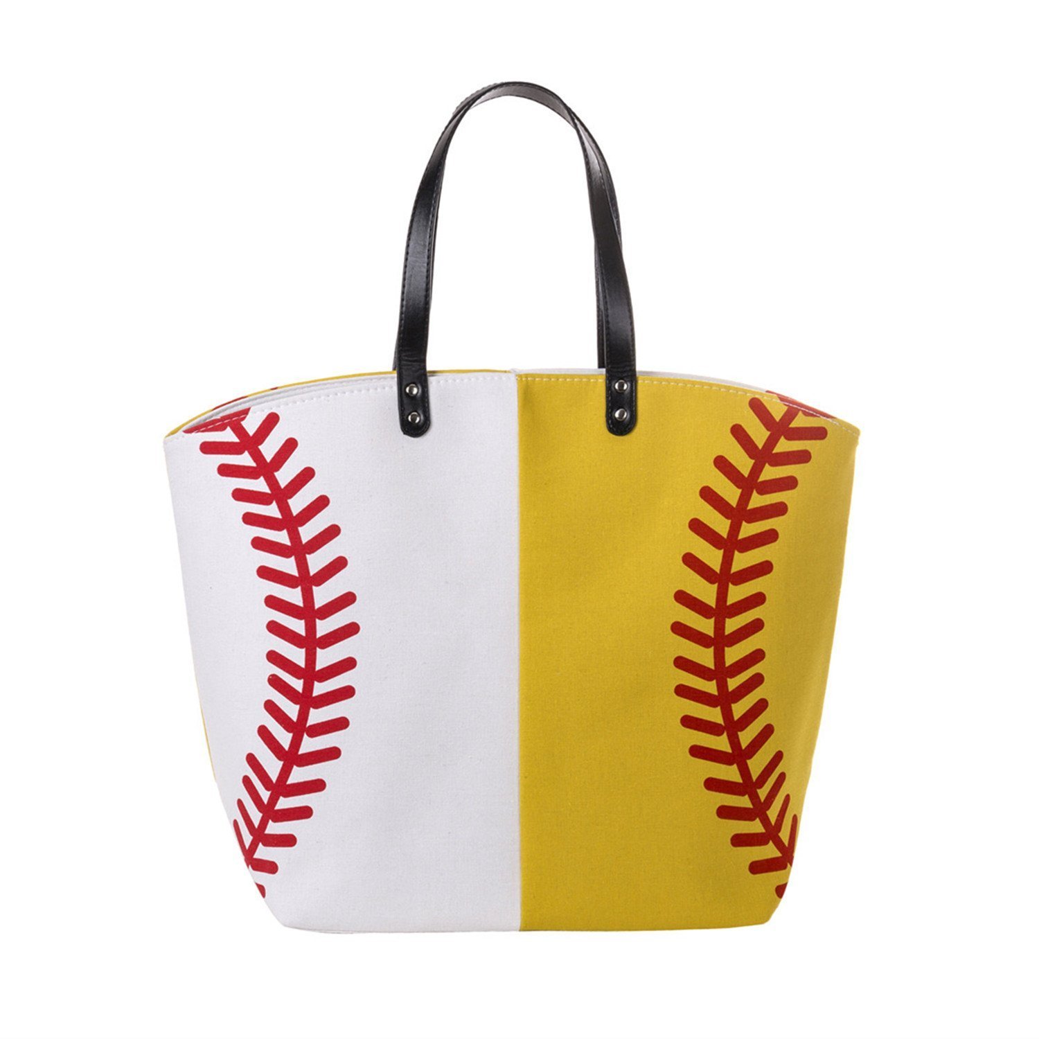 Custom Large Capacity Canvas Shoulder Bag Sports Softball Print Shopping Bags Women Large Baseball Tote Bag