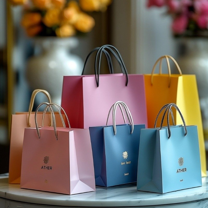 2024 Customized luxury shopping gift paper bag with cotton handle high-grade matte embossed large laminated paper bag