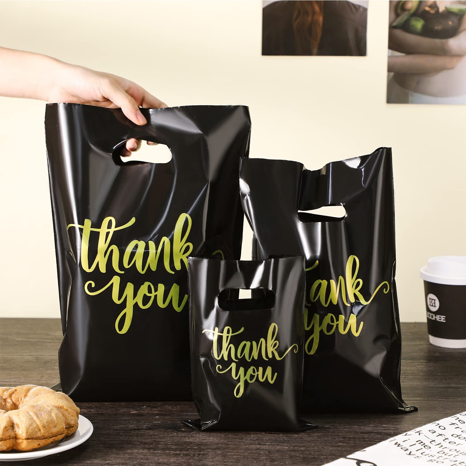 Custom Plastic Shopping Bag Die Cut Plastic Bags For Business Small Merchandise Thank You Shopping Bags Manufacture Retail