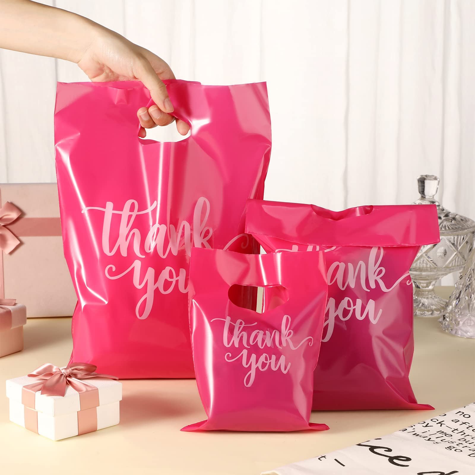 Custom Plastic Shopping Bag Die Cut Plastic Bags For Business Small Merchandise Thank You Shopping Bags Manufacture Retail