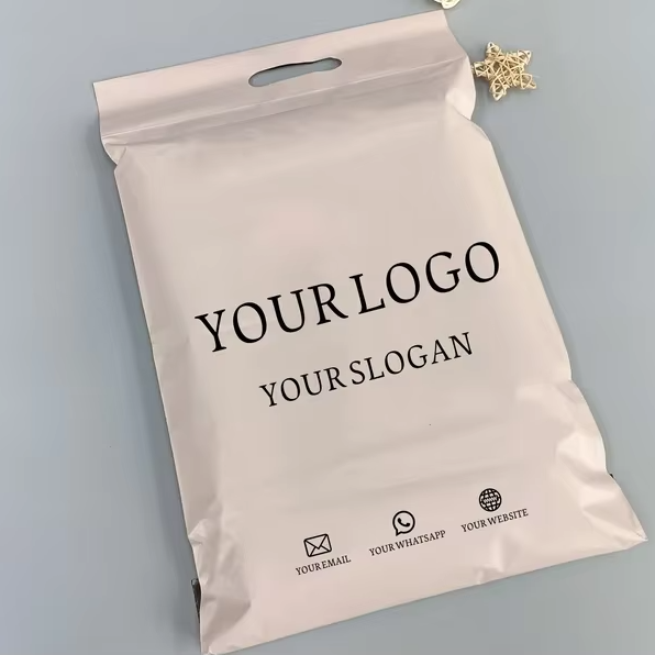 Eco Friendly Compostable Polymailer Envelope Plastic Packaging Poly Courier Shipping Bag With Handle For Postage