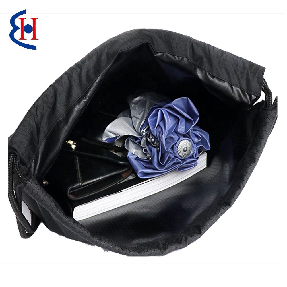 custom backpack polyester gym sports drawstring clothing shopping bags