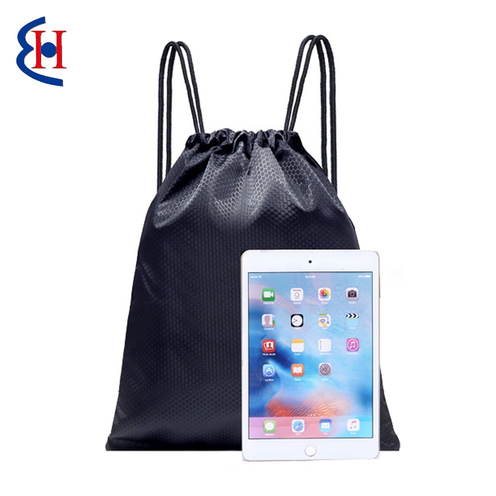 custom backpack polyester gym sports drawstring clothing shopping bags