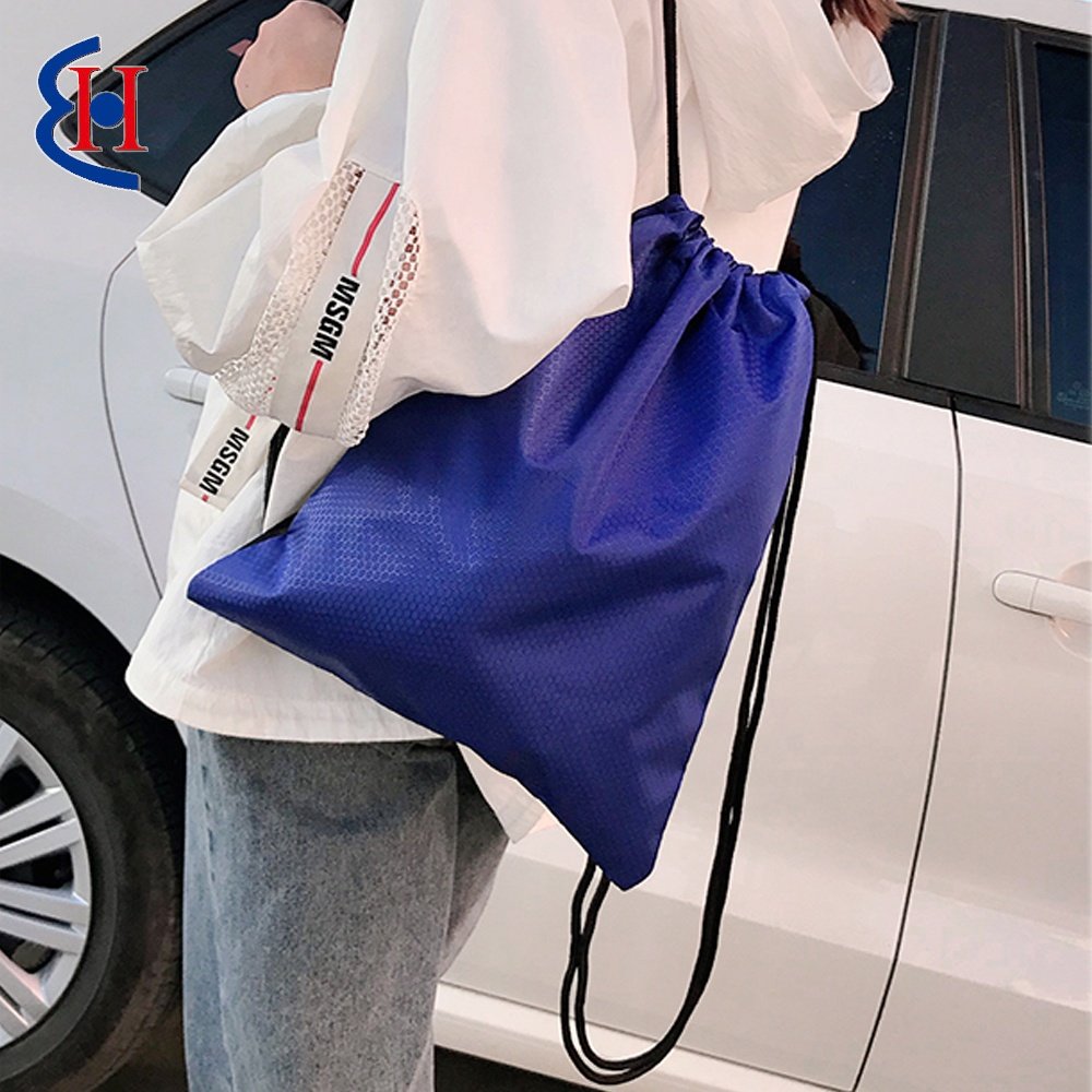 custom backpack polyester gym sports drawstring clothing shopping bags