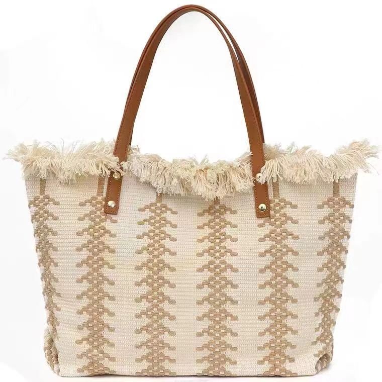 Summer Beach Single Shoulder Bag Large Capacity All-match Canvas Bag Shopping Bag Handbag