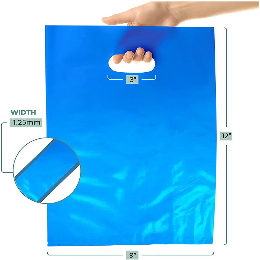 Houseables Plastic Merchandise Shopping Bags Die Cut Handle Bag 100% Recyclable Plastic Die Cut Shopping Bag With Handle