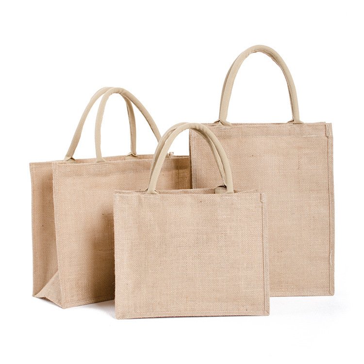 wholesale custom blank jute small tote bag eco linen shopping bag reusable