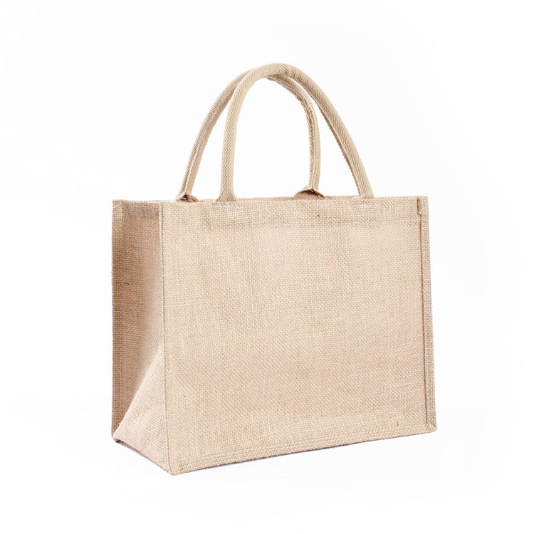wholesale custom blank jute small tote bag eco linen shopping bag reusable