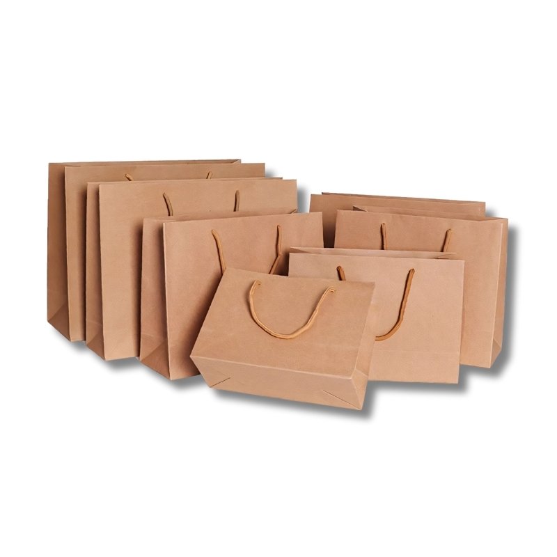 Wholesale Thickening White Brown Gift Craft Shopping Paper Bag Handles Custom Cardboard Clothing Packing Kraft Paper Bag