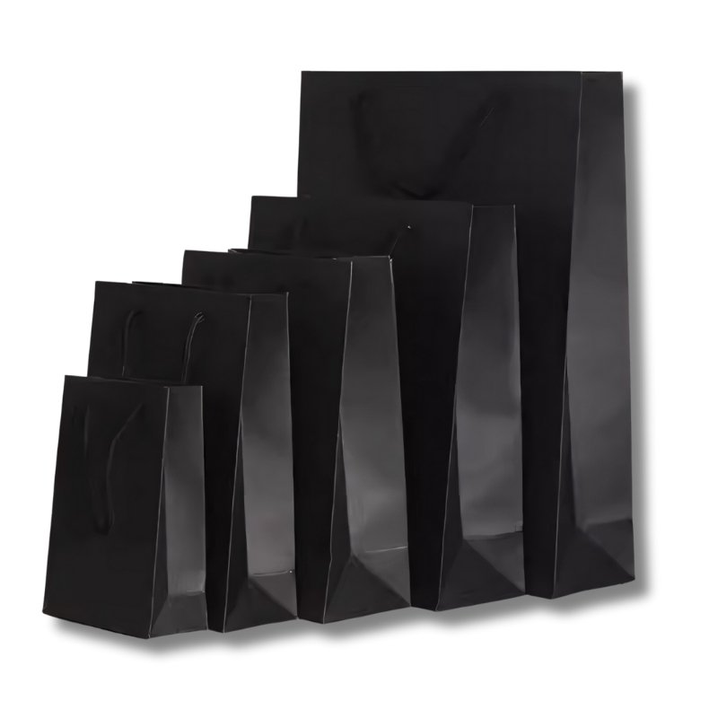 Wholesale Custom Logo Printed Gift Clothing Packaging Craft Paper Bag Black Luxury Kraft Paper Shopping Bags With Handle