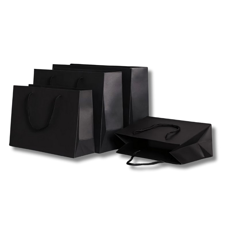 Wholesale Custom Logo Printed Gift Clothing Packaging Craft Paper Bag Black Luxury Kraft Paper Shopping Bags With Handle