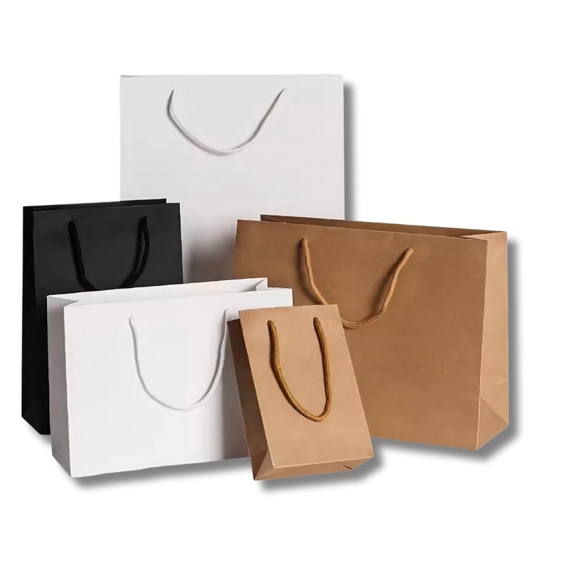 Wholesale Custom Logo Printed Gift Clothing Packaging Craft Paper Bag Black Luxury Kraft Paper Shopping Bags With Handle
