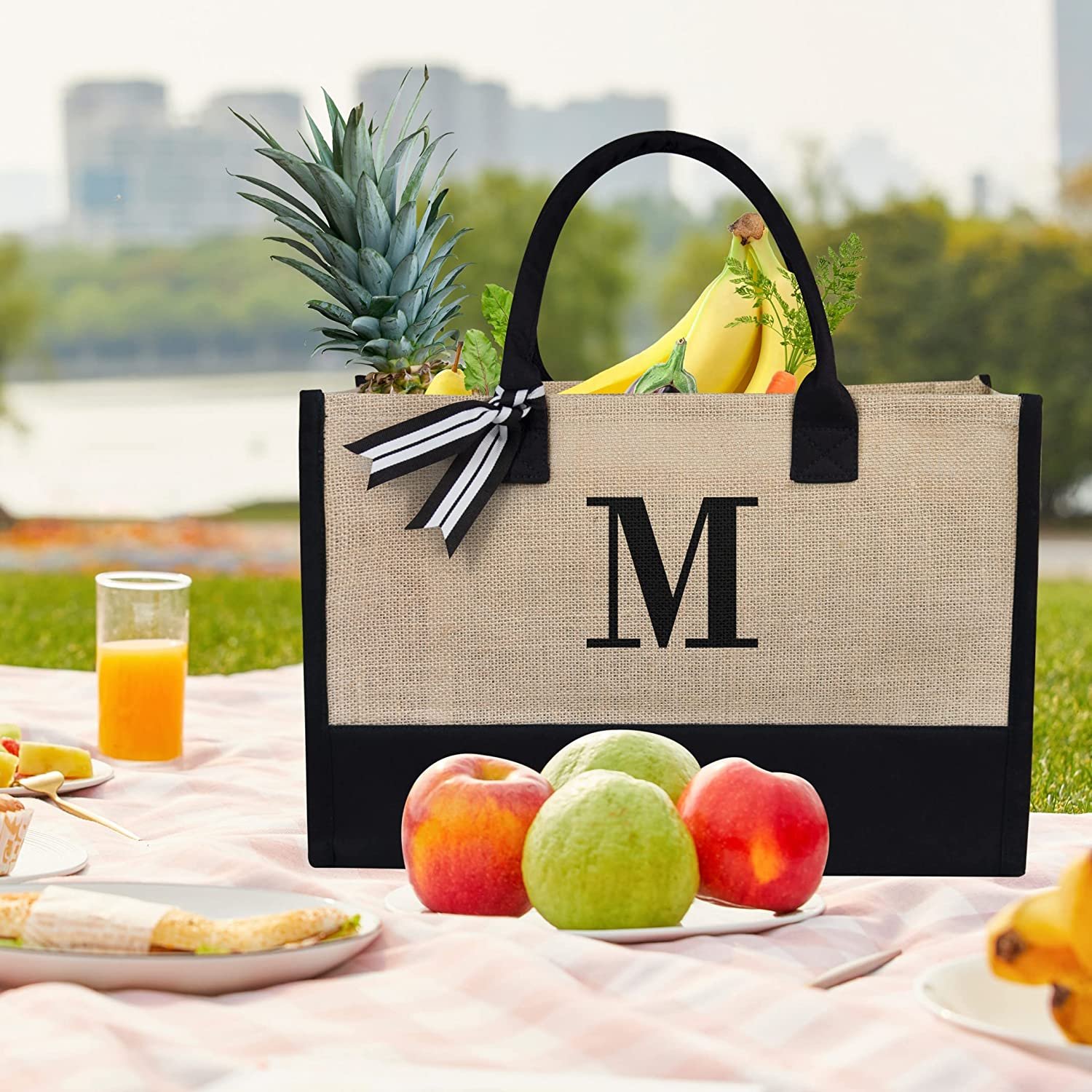 Eco Friendly Promotional Natural Reusable Jute Shopping Grocery Custom Print Letter Jute Tote Bags