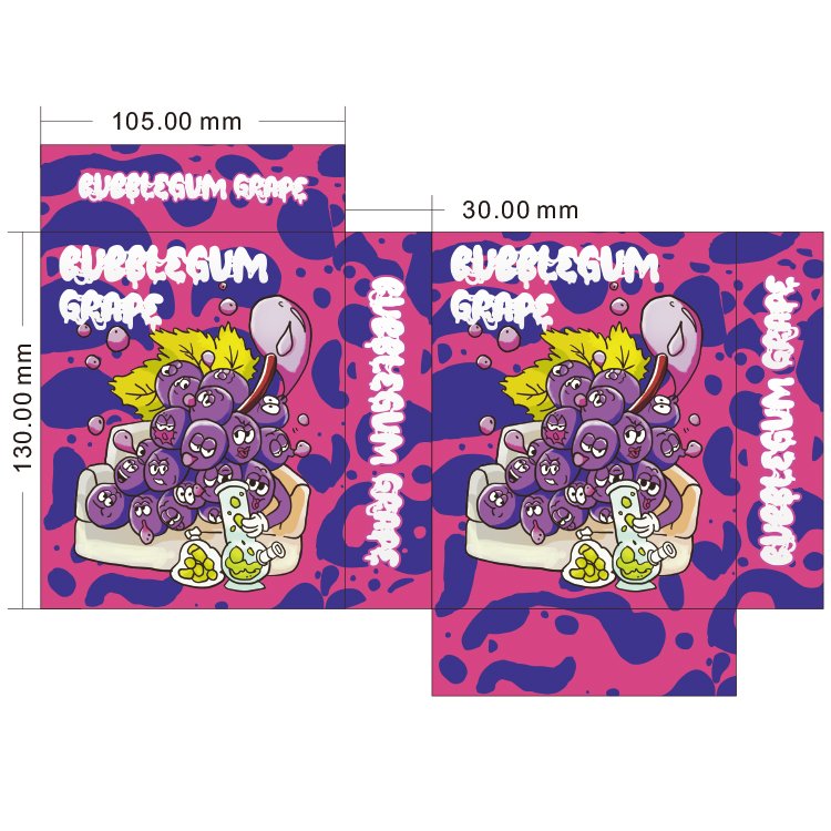In Stock Digital Printing 3.5g holographic Mylar Bags With Box Set For Bubblegum Grape Candy Packaging