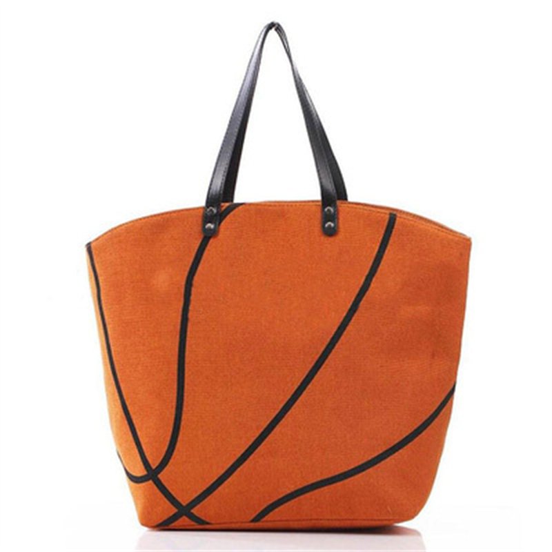 Factory stock large capacity canvas shoulder bag, football sports print shopping bag, fashionable women XL baseball hand bag