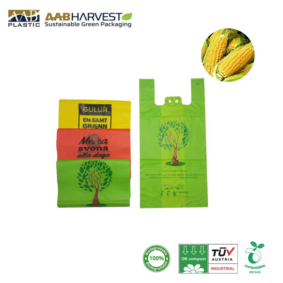 Biodegradable bag made from cornstarch PLA,BAT compostable bag shopping bag
