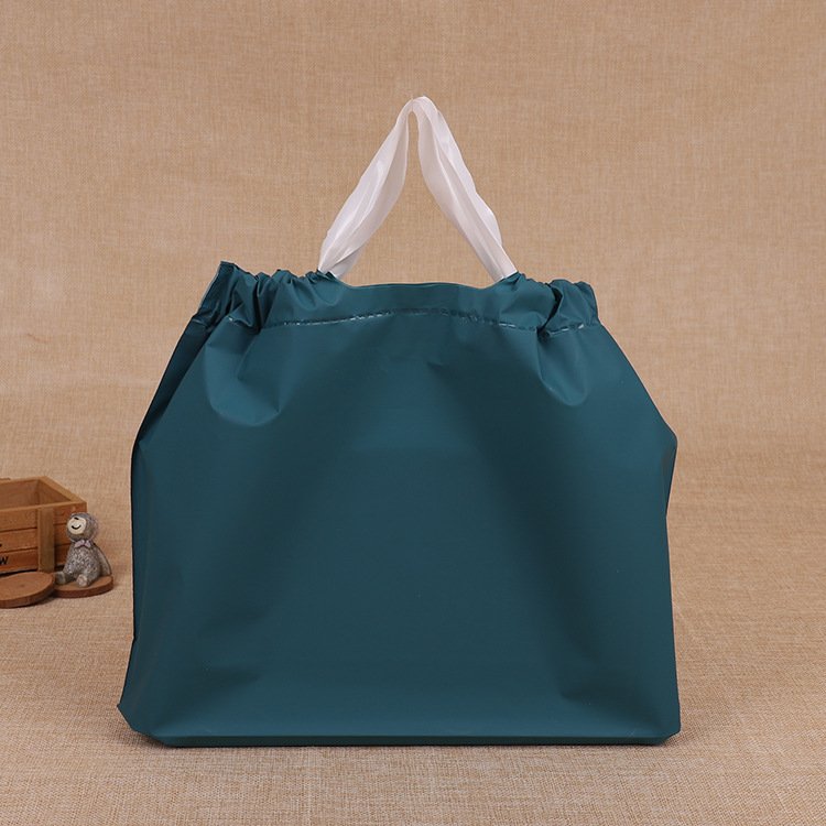 Frosted Translucent Drawstring Plastic Bag Takeaway Packaging Bag Baking Cake Bag With Handle Gift Packing Party Supplies