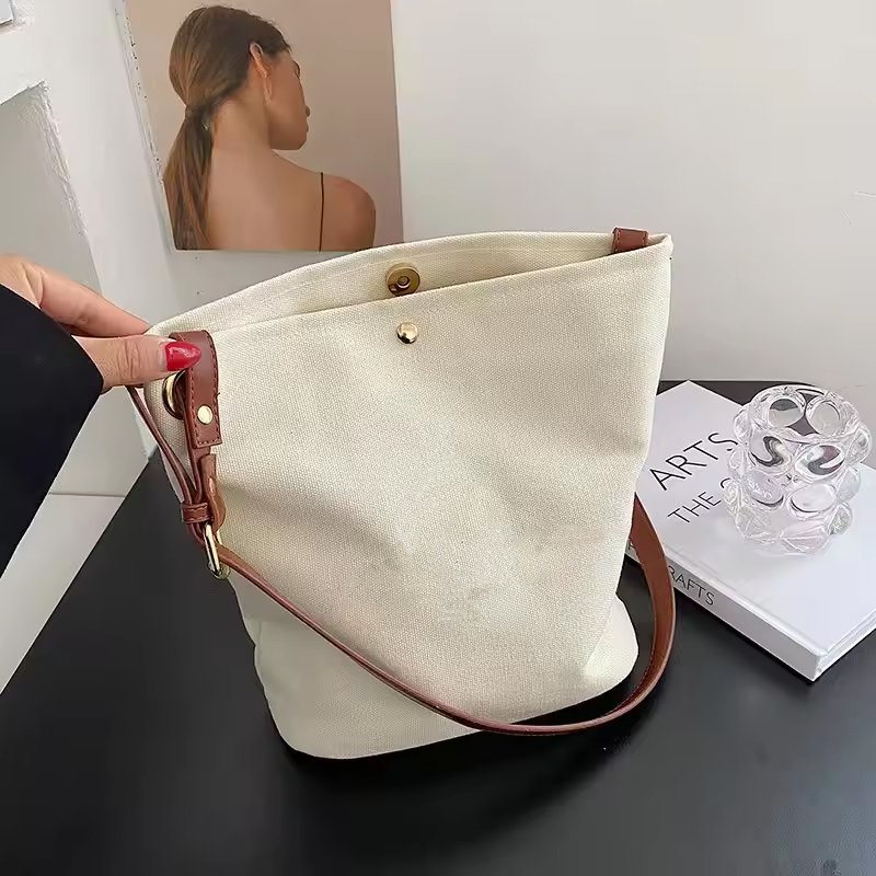 New fashion luxury canvas tote bag portable canvas shopping bag Customized cotton canvas tote bags for girl women