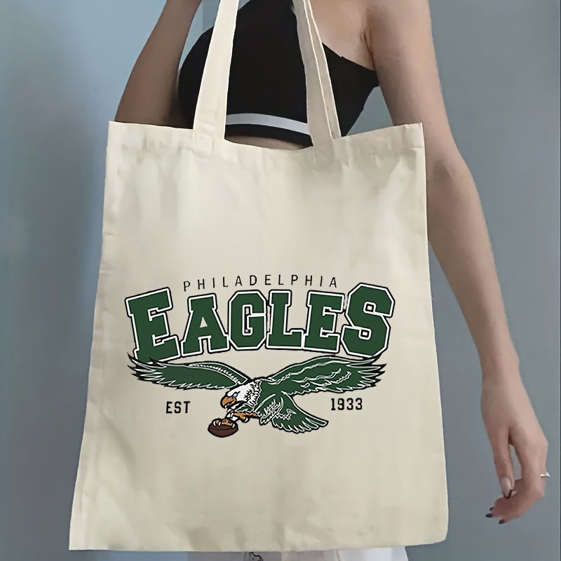 1pc Philadelphia eagles est 1933 pattern Tote Canvas Personalized Shoulder Bag For Travel Women's Reusable Shopping Bag