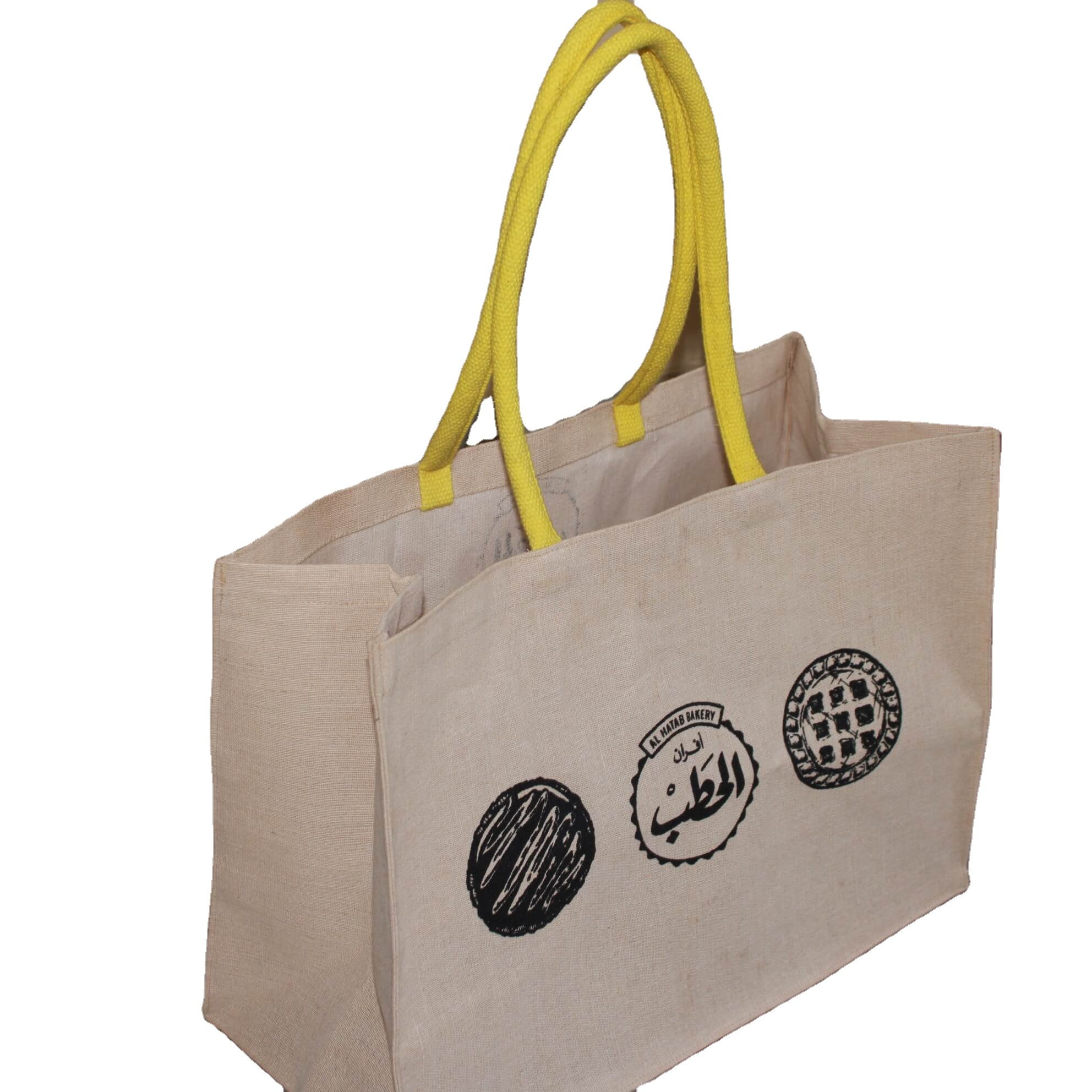 White Jute Burlap Tote Bag gift wrap bag canvas front convenient decoration retro tote country chic wedding Shopping