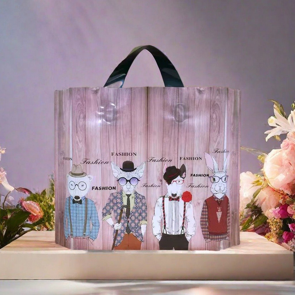 Shopping Bag with Soft Loop Handles LDPE Custom Clear Plastic Recyclable Industrial Use for Clothing Packaging & Grocery