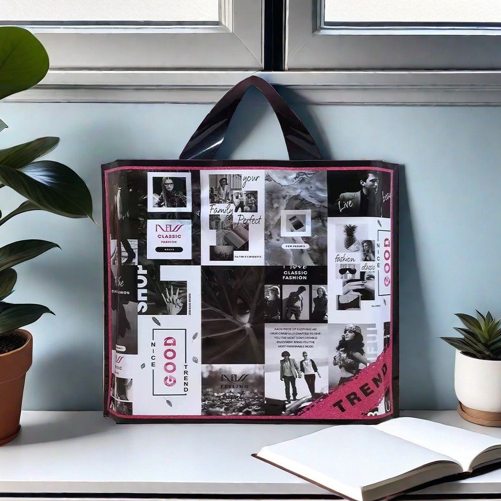 Shopping Bag with Soft Loop Handles LDPE Custom Clear Plastic Recyclable Industrial Use for Clothing Packaging & Grocery