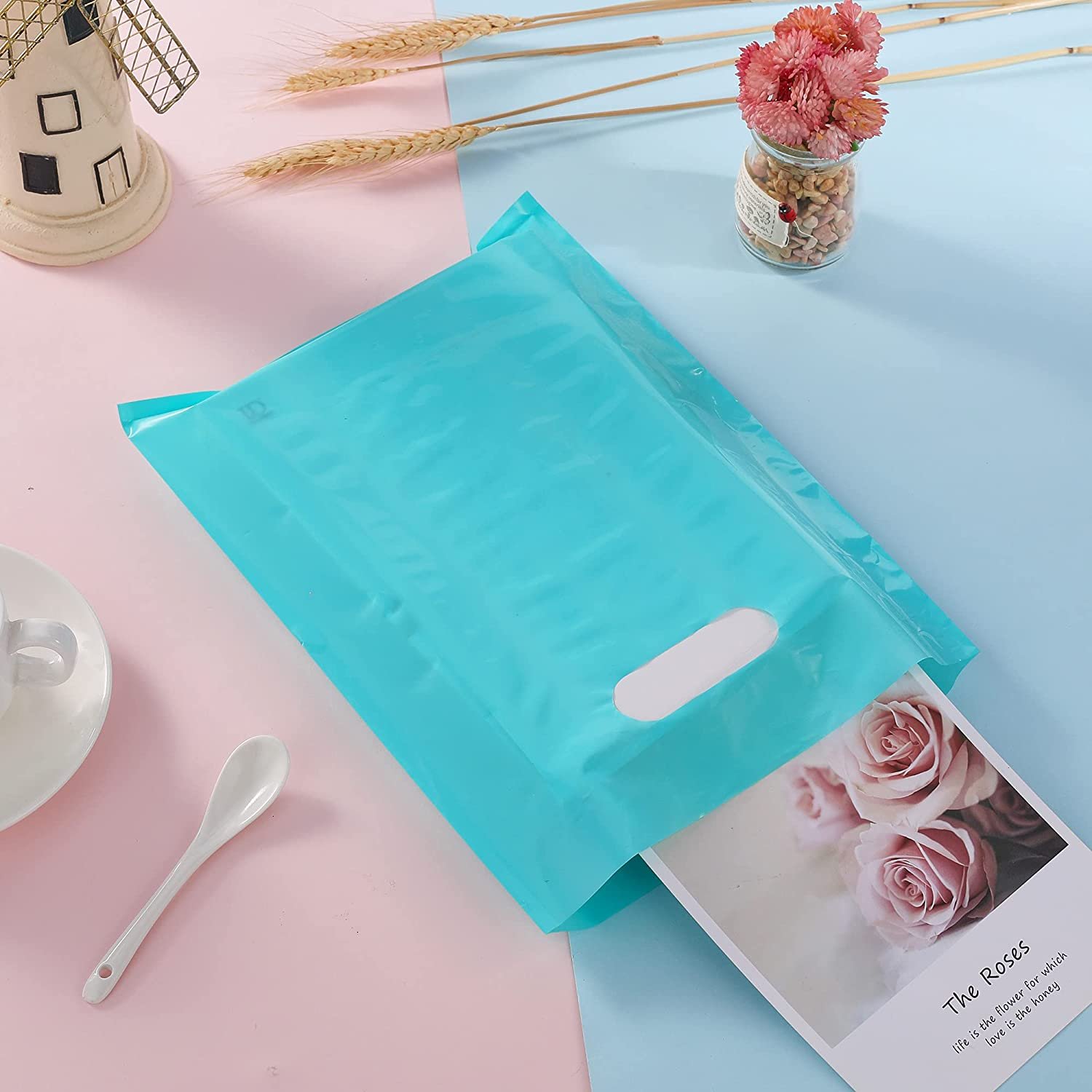 Reusable Eco-Friendly LDPE Glossy Shopping Bags with Custom Logo Clear Plastic Gusset Type for Shoes Underwear Heat Seal Handle