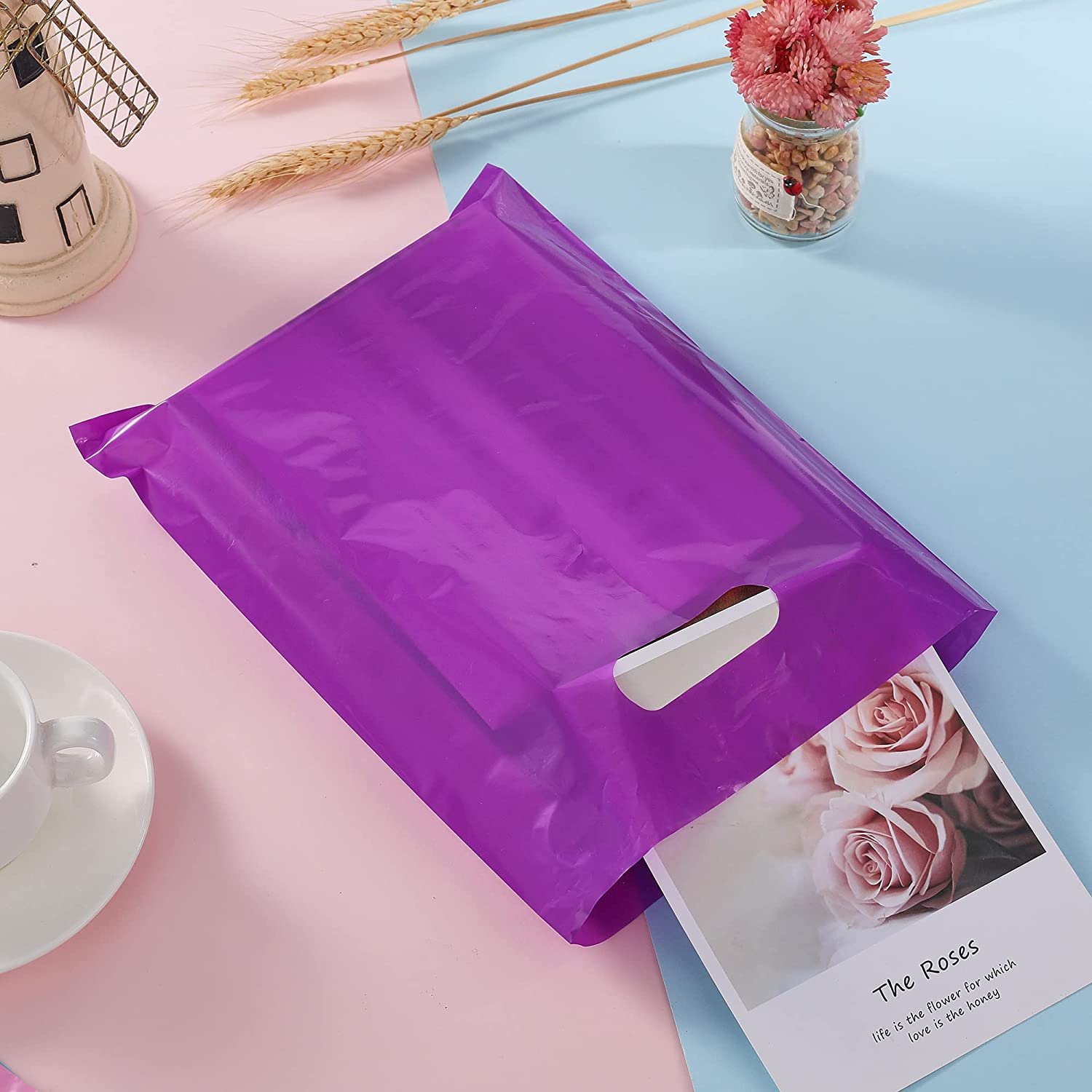 Reusable Eco-Friendly LDPE Glossy Shopping Bags with Custom Logo Clear Plastic Gusset Type for Shoes Underwear Heat Seal Handle