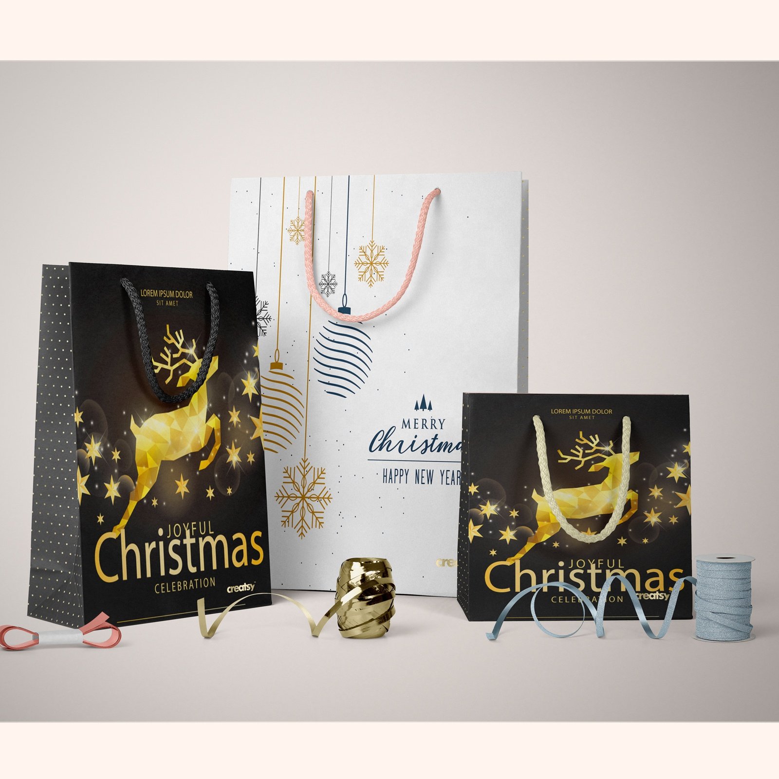 Personalised Product Bag Paper Christmas Shopping Bag Custom Packaging Bag With Logo