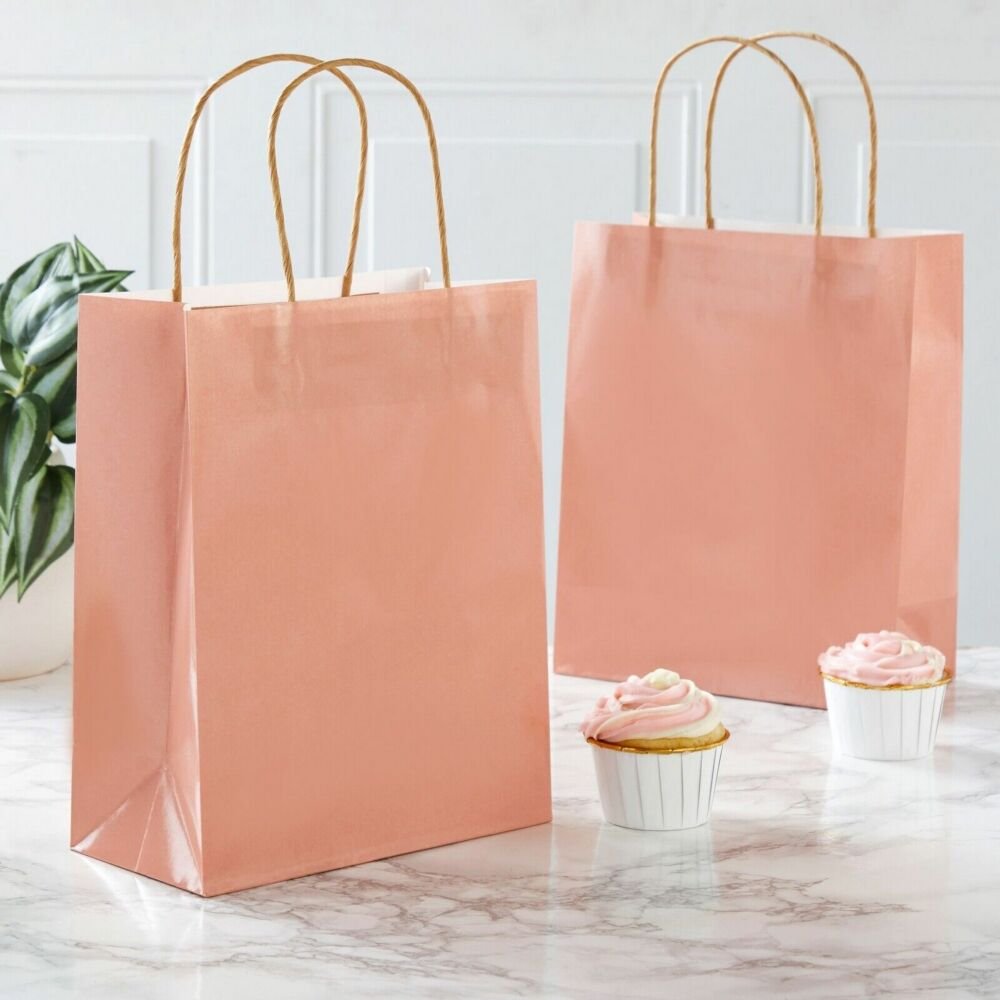 Custom Recycled material pink Kraft paper bag Shopping Paper Bag With Handle