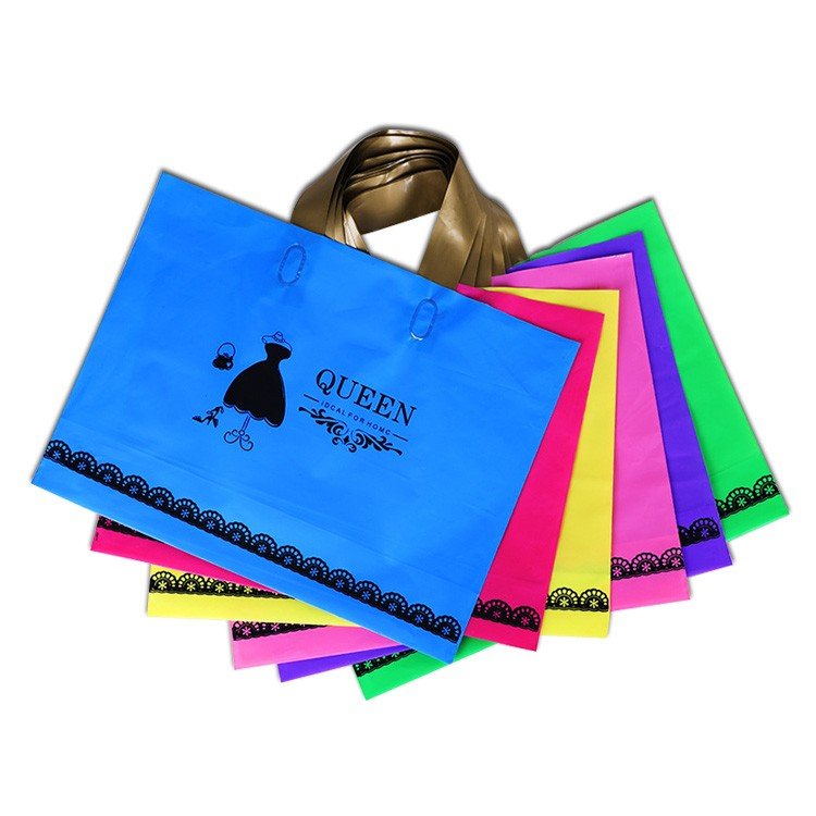 custom LOGO HDPE/PE clothing plastic shopping bags with handles