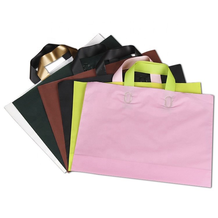 custom LOGO HDPE/PE clothing plastic shopping bags with handles