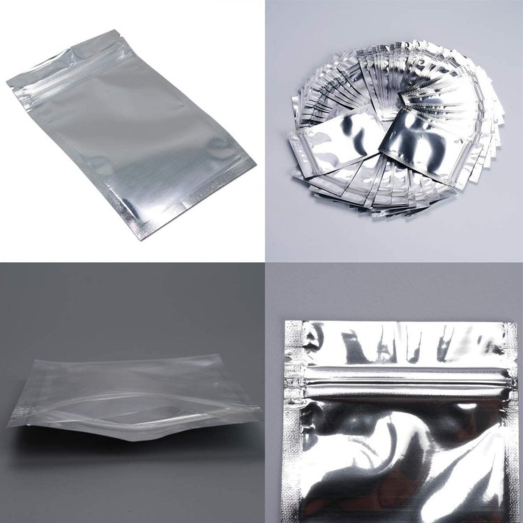 Wholesale Small Zipper Plastic Self-Sealing Three-Side Sealed Food Storage Packaging Aluminum Foil Front Transparent Bag