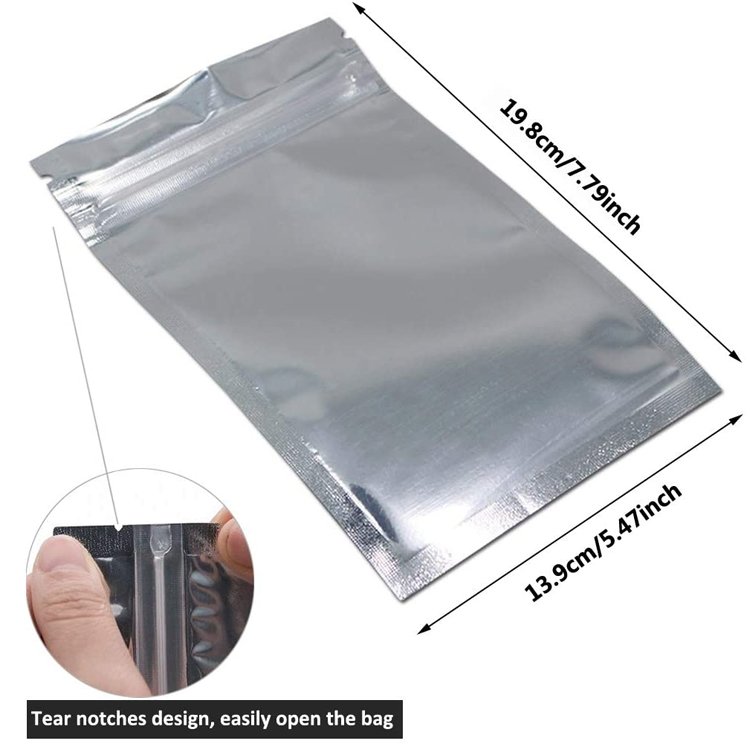 Wholesale Small Zipper Plastic Self-Sealing Three-Side Sealed Food Storage Packaging Aluminum Foil Front Transparent Bag