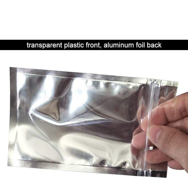 Wholesale Small Zipper Plastic Self-Sealing Three-Side Sealed Food Storage Packaging Aluminum Foil Front Transparent Bag