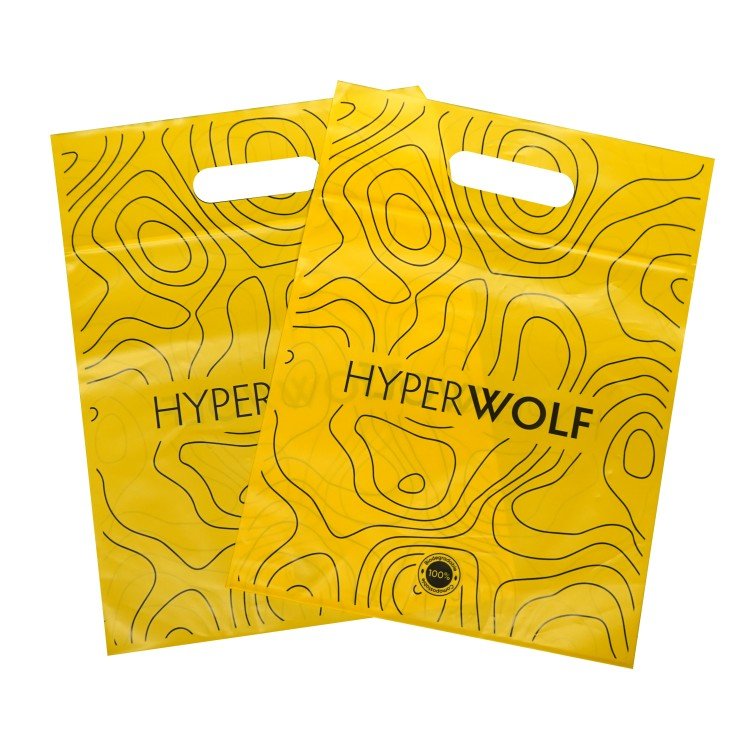 Biodegradable Compostable plastic shopping bag custom logo die cut handle bag for Clothes