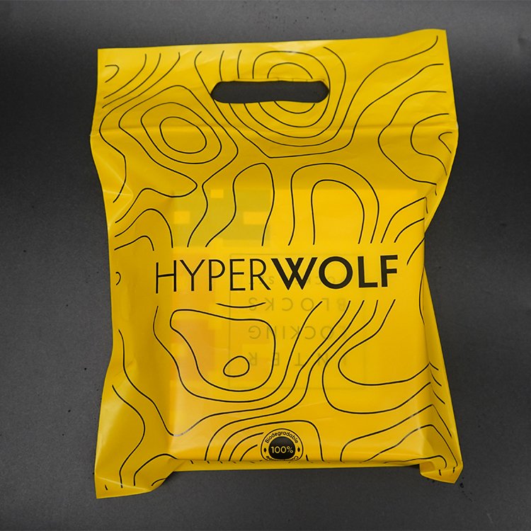 Biodegradable Compostable plastic shopping bag custom logo die cut handle bag for Clothes