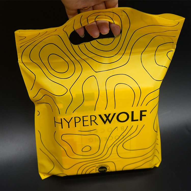 Biodegradable Compostable plastic shopping bag custom logo die cut handle bag for Clothes