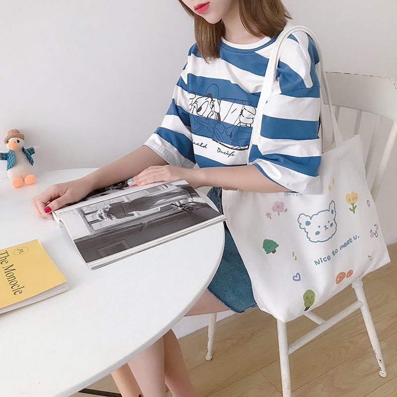 Natural Recycled Cotton Canvas Tote Shopping Bag Wholesale High Quality Animal Prints Tote Bag Canvas