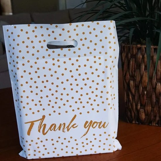 Custom Bags With Logo Plastic Waterproof Cloth Retail Shopping Bag Luxury Printed Die Cut Plastic Shopping Bag With Handle