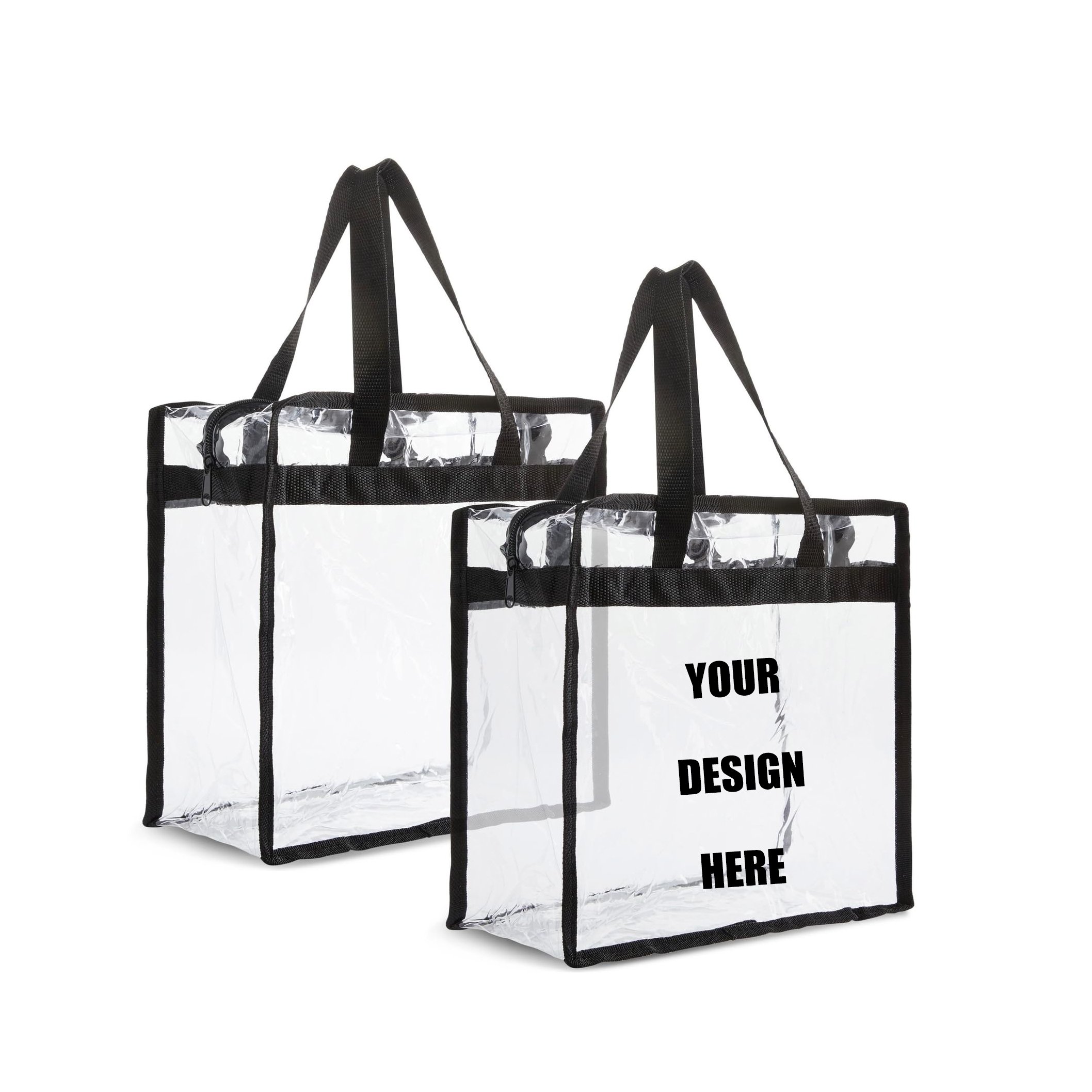 Custom Cosmetic Portable Handbag Concerts Sporting Events Work School Gym Logo Waterproof Pvc Tote Bag Shopping Bag With Zip